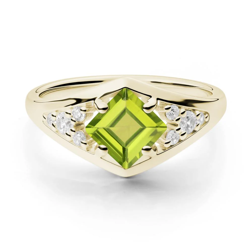 Geometric Princess Cut Peridot Ring - Image 4