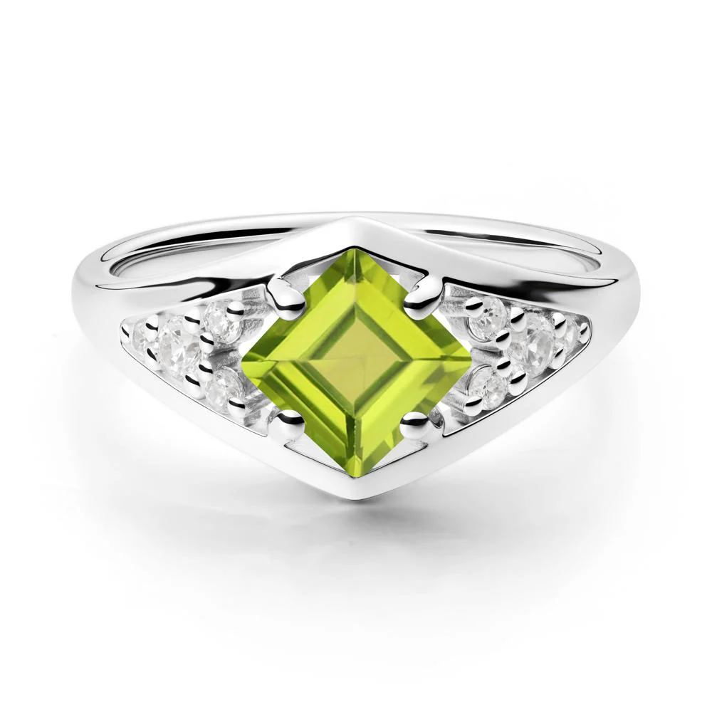 Geometric Princess Cut Peridot Ring - Image 5