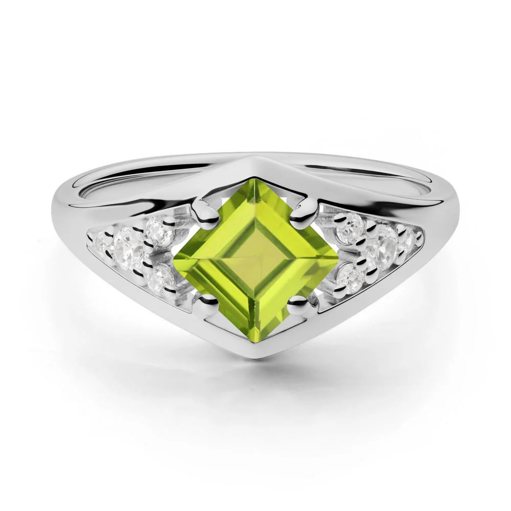 Geometric Princess Cut Peridot Ring - Image 7