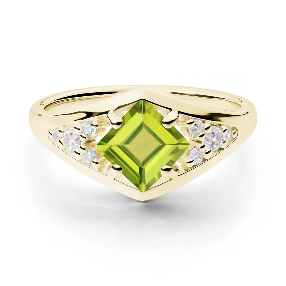 Geometric Princess Cut Peridot Ring - Image 9