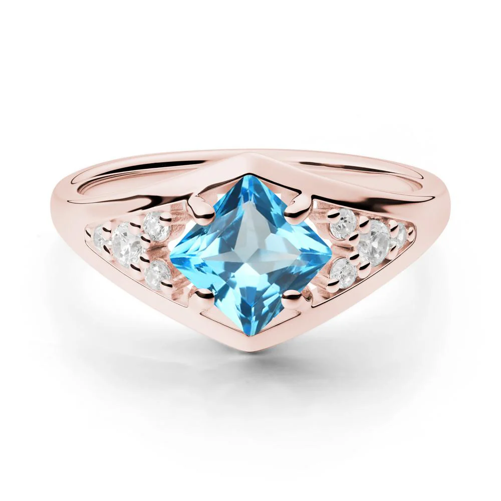 Geometric Princess Cut Swiss Blue Topaz Ring - Image 6