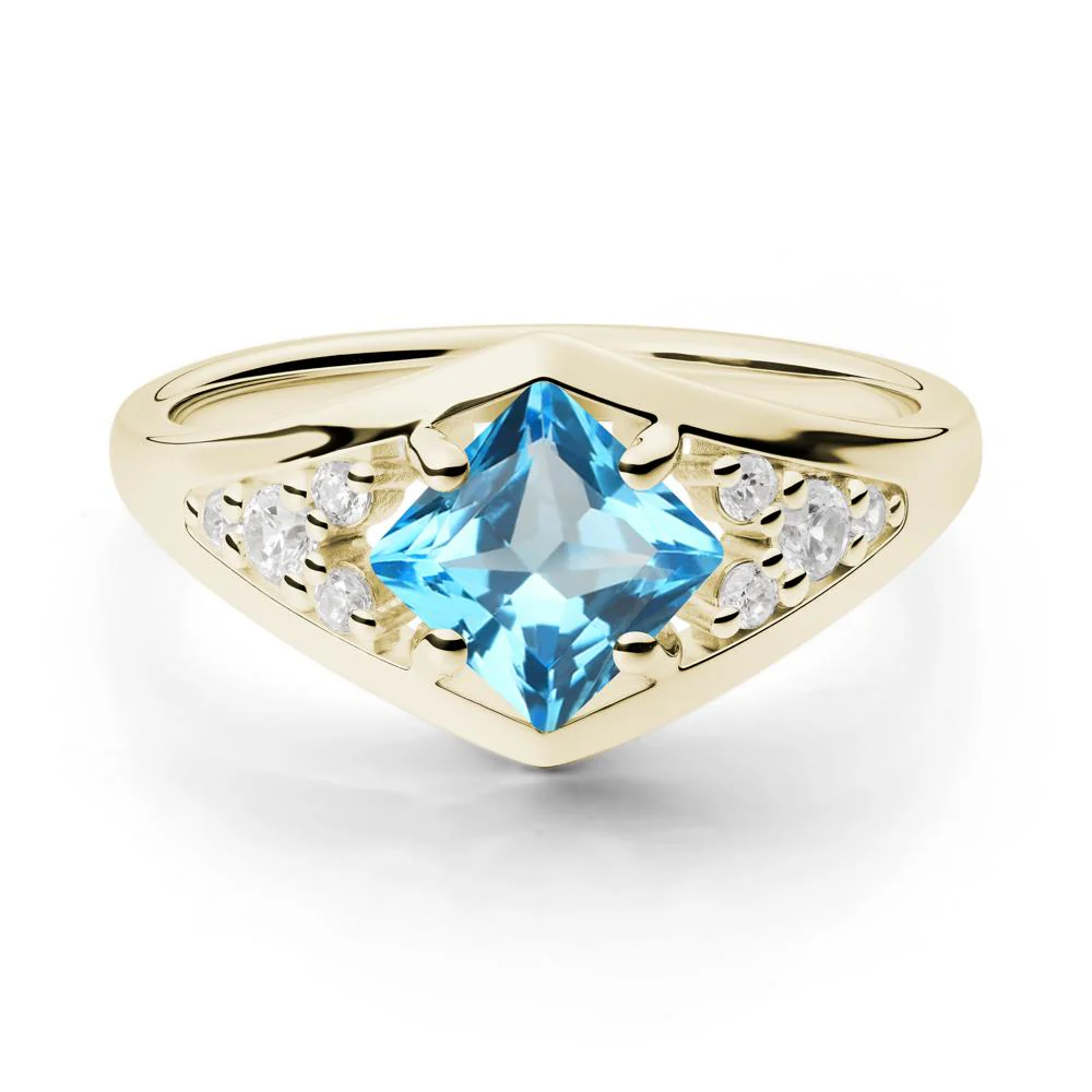 Geometric Princess Cut Swiss Blue Topaz Ring - Image 8