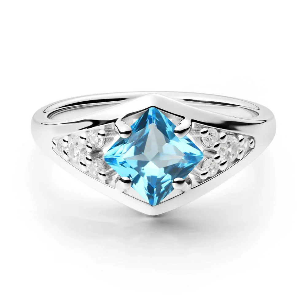 Geometric Princess Cut Swiss Blue Topaz Ring - Image 9
