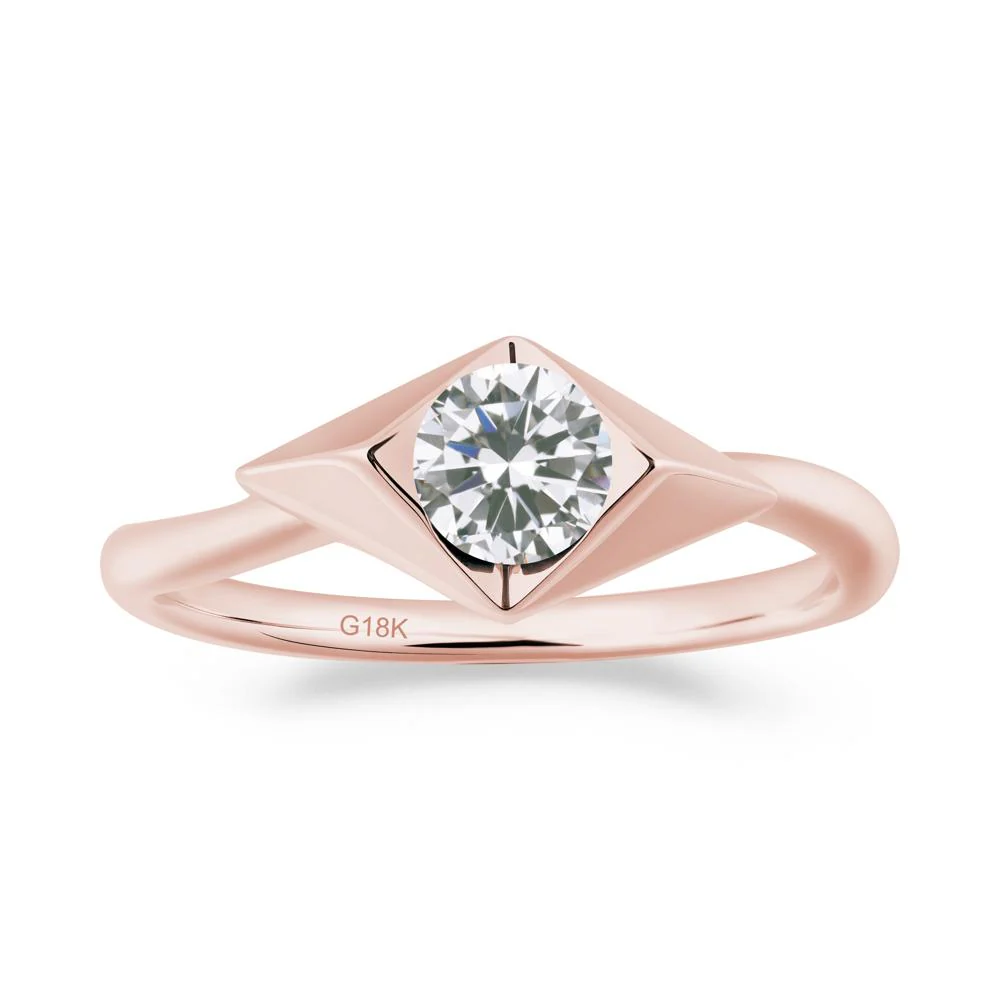 Geometric Round Cubic Zirconia Solitaire Ring - Image 3