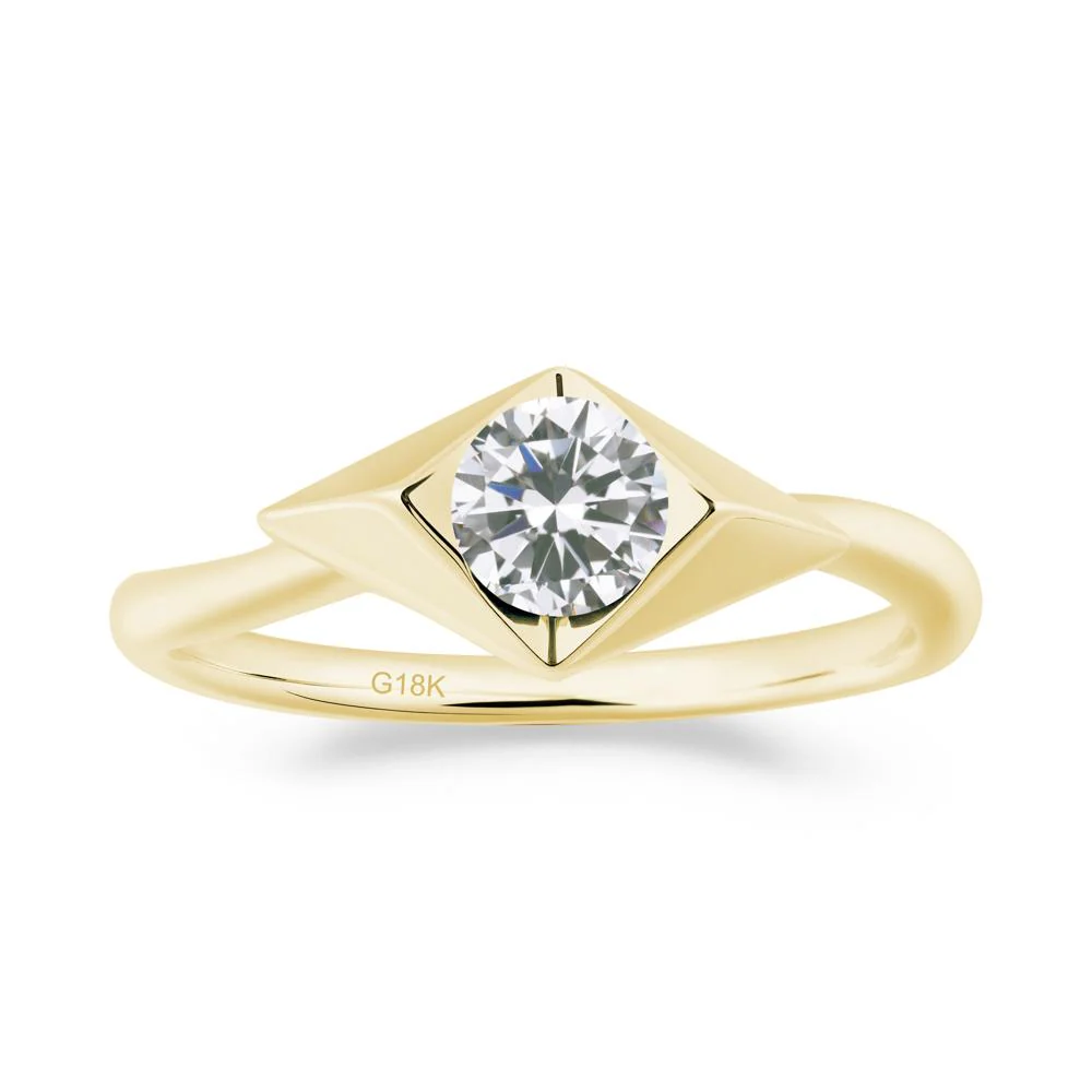 Geometric Round Cubic Zirconia Solitaire Ring - Image 4