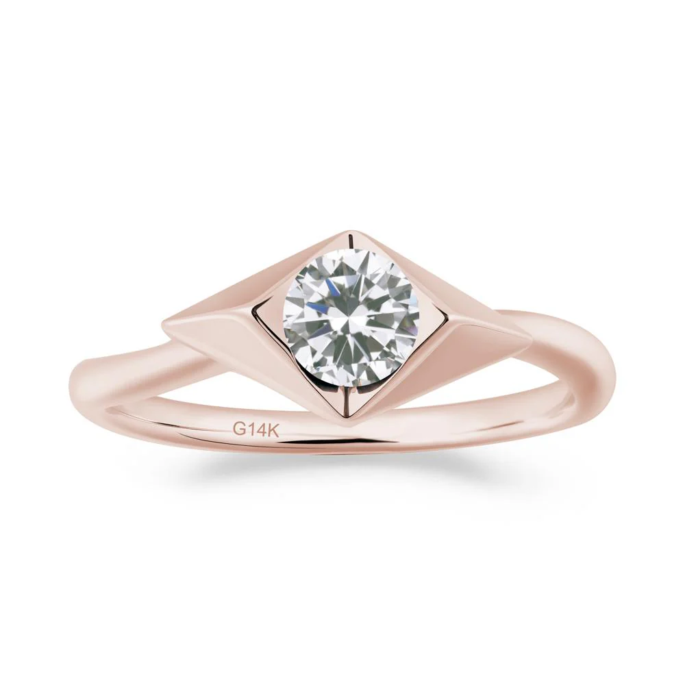 Geometric Round Cubic Zirconia Solitaire Ring - Image 6