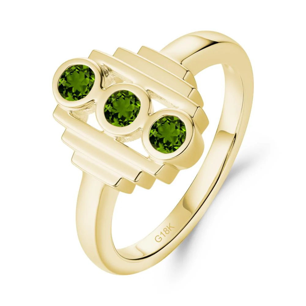 Geometric Round Diopside Three Stone Ring - Image 4