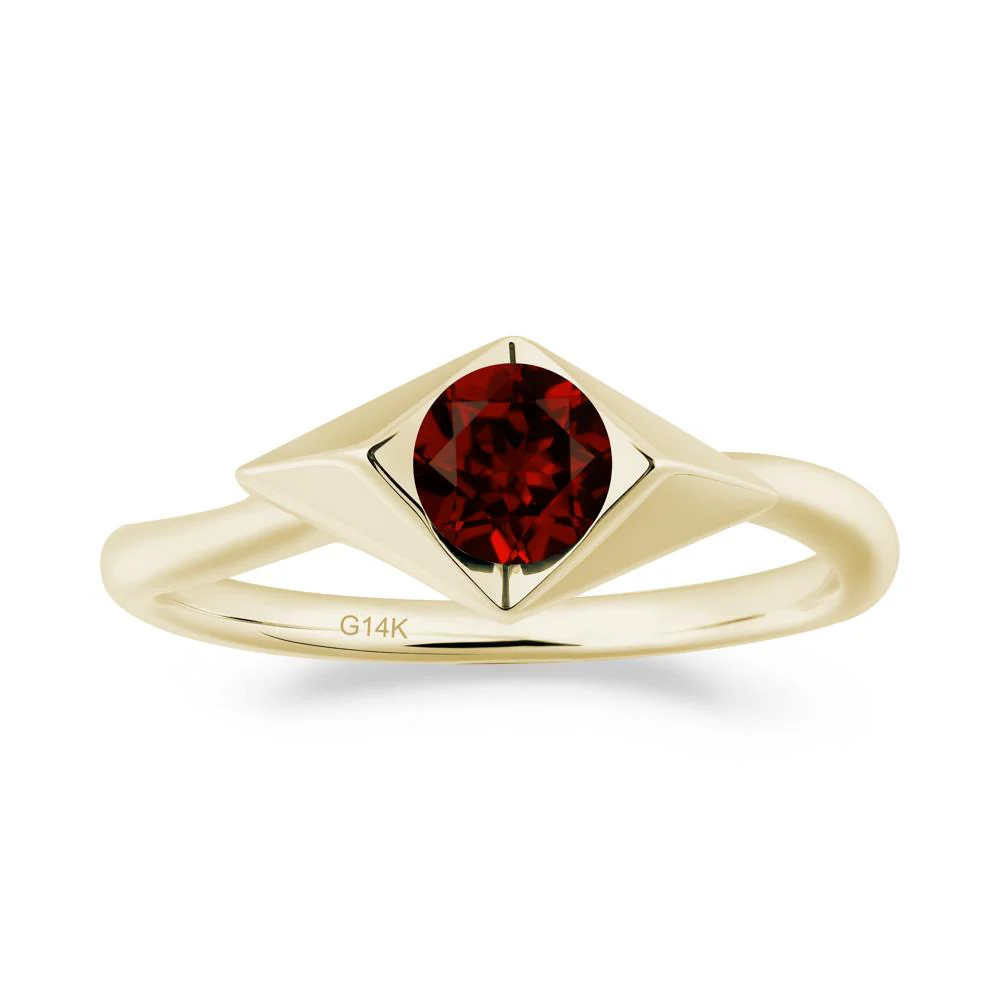 Geometric Round Garnet Solitaire Ring - Image 6