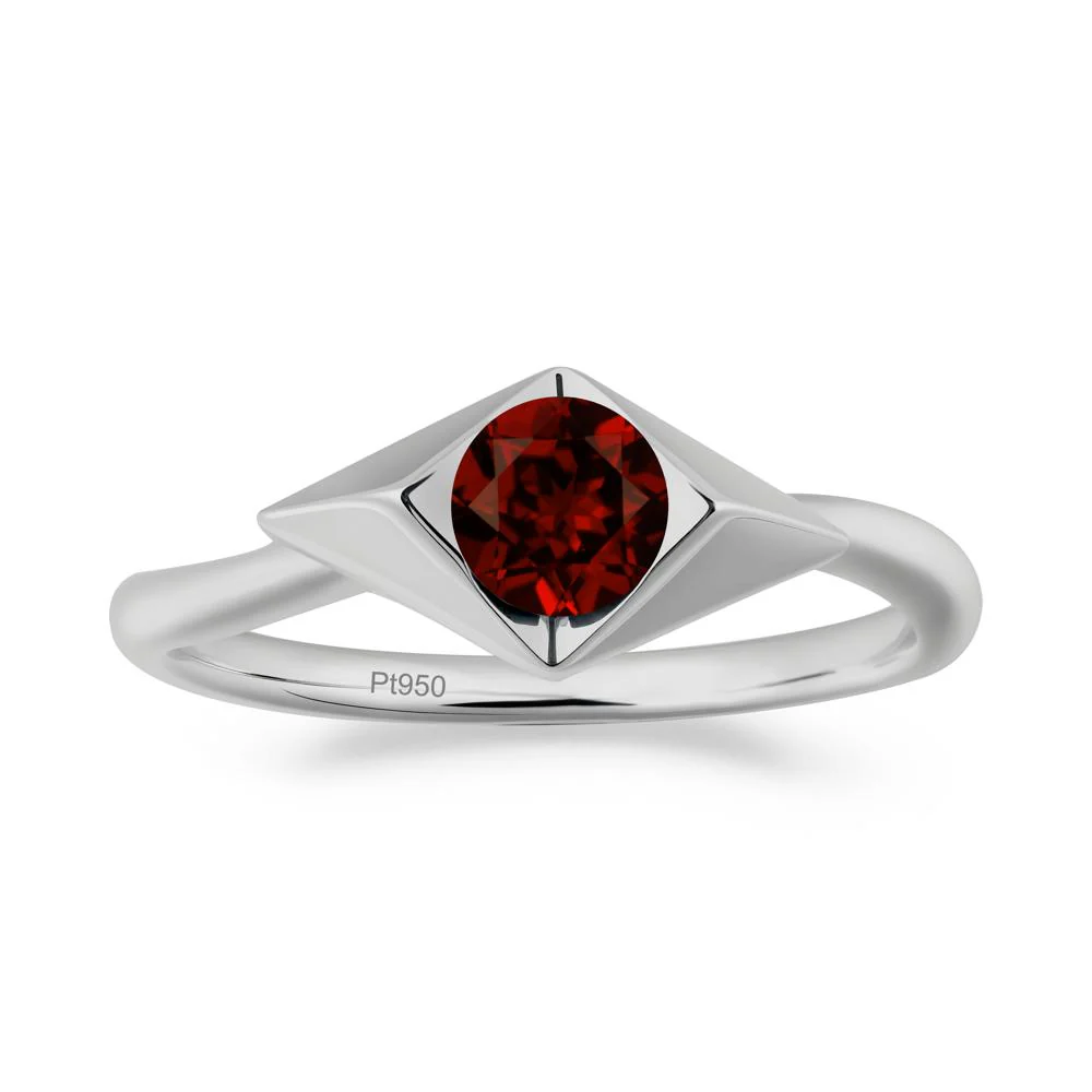 Geometric Round Garnet Solitaire Ring - Image 8