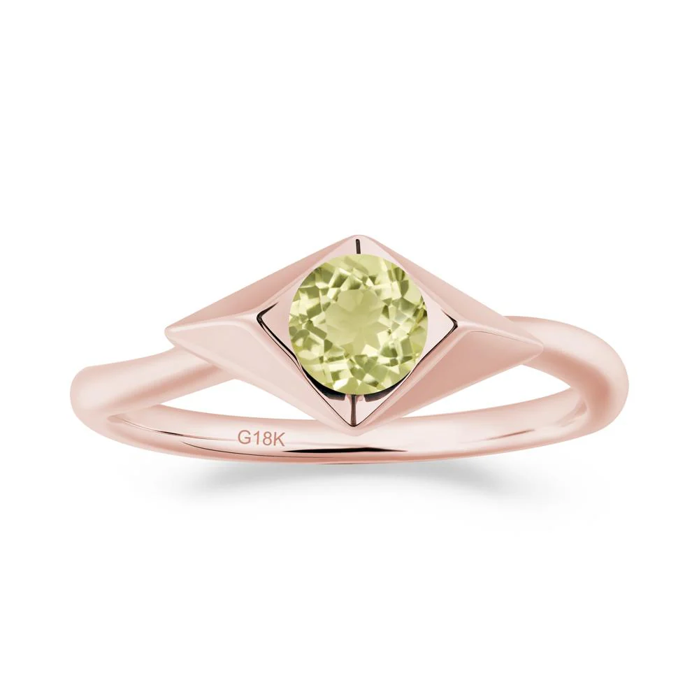 Geometric Round Lemon Quartz Solitaire Ring - Image 5