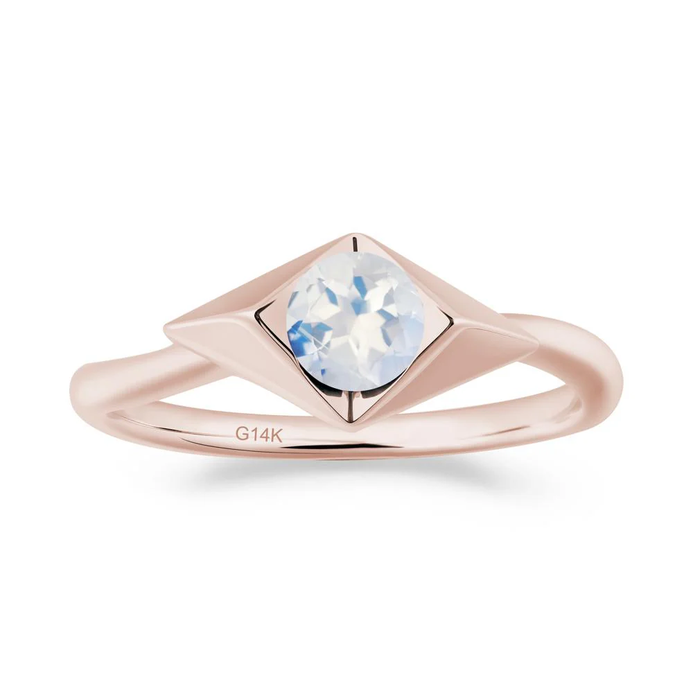 Geometric Round Moonstone Solitaire Ring - Image 4
