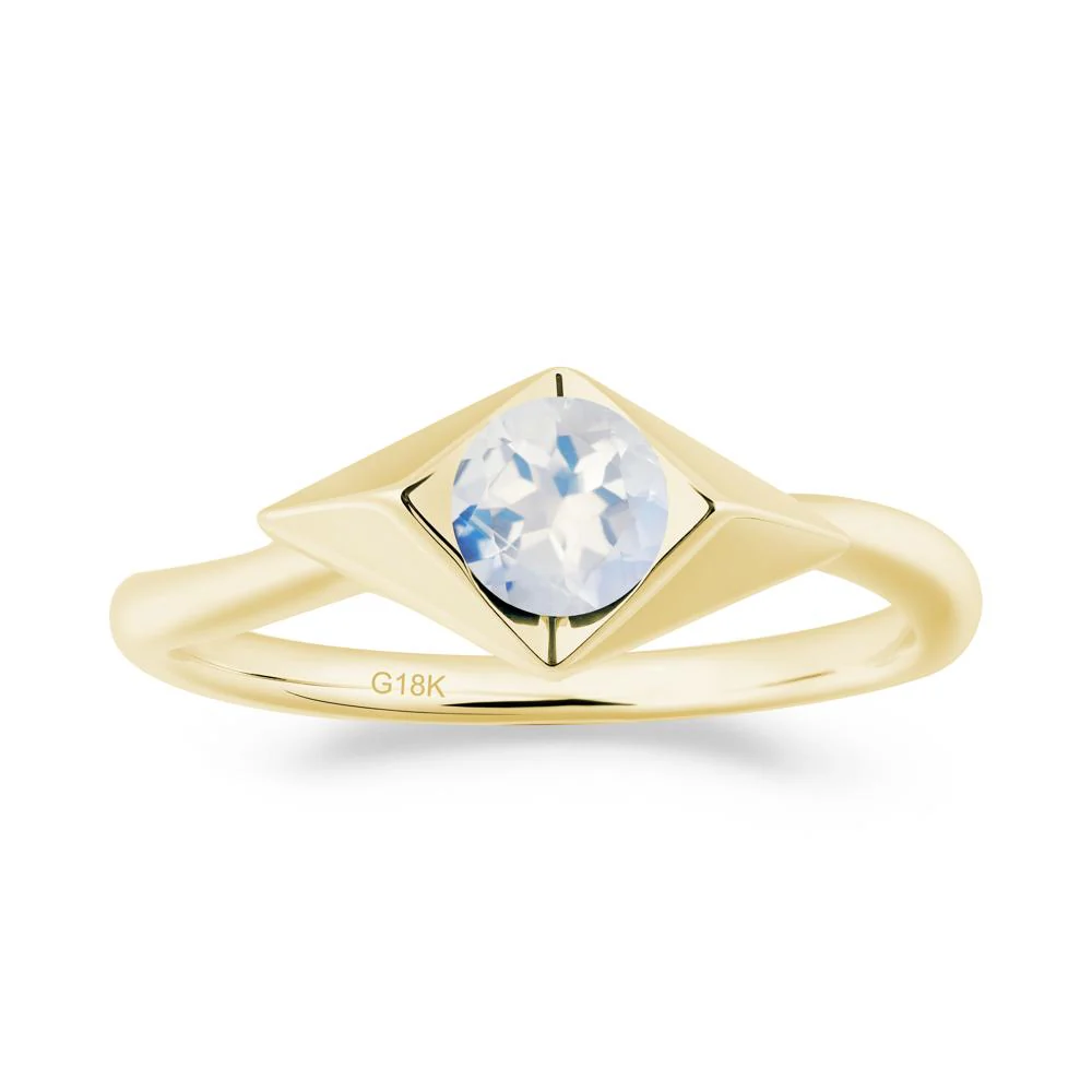 Geometric Round Moonstone Solitaire Ring - Image 9
