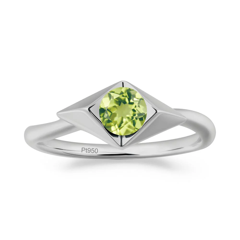 Geometric Round Peridot Solitaire Ring - Image 2