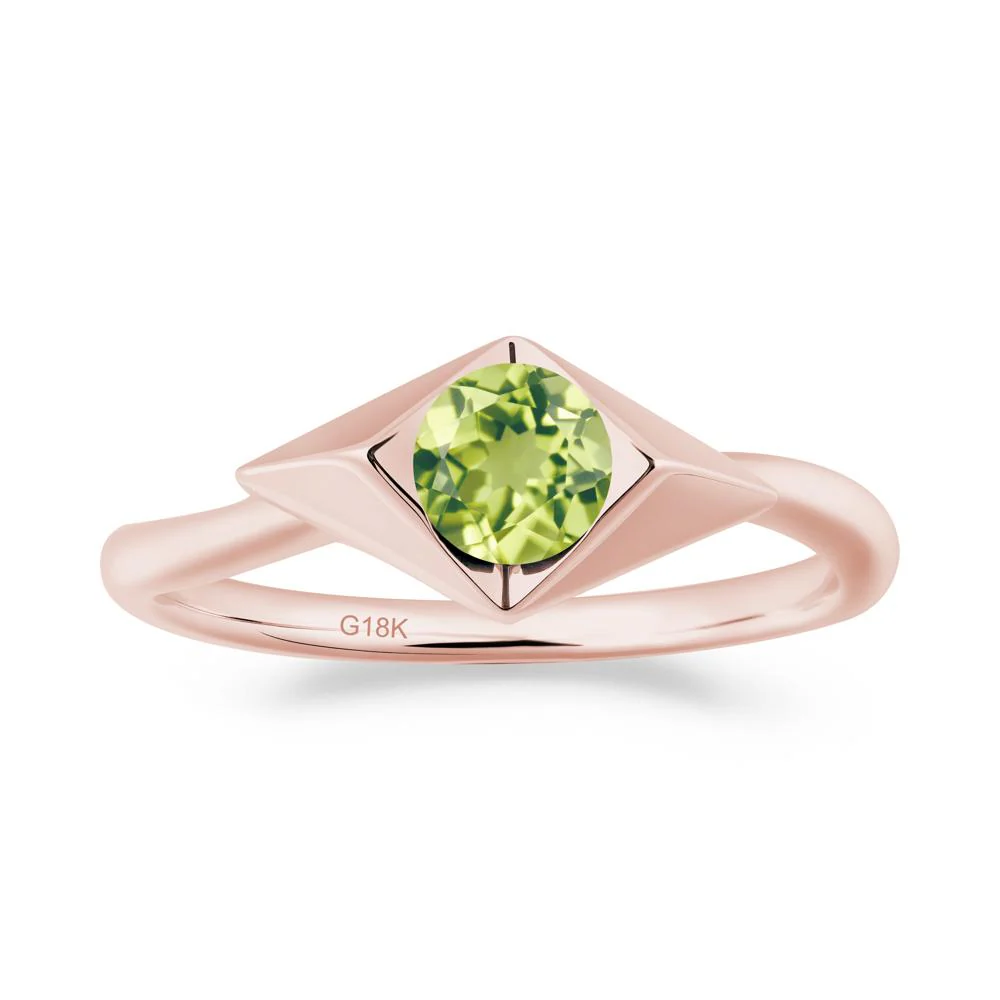 Geometric Round Peridot Solitaire Ring - Image 6