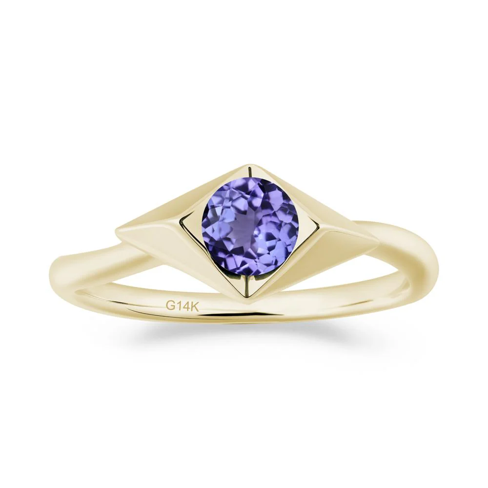 Geometric Round Tanzanite Solitaire Ring - Image 6