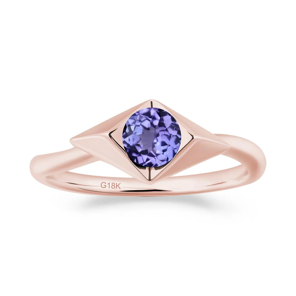 Geometric Round Tanzanite Solitaire Ring - Image 8