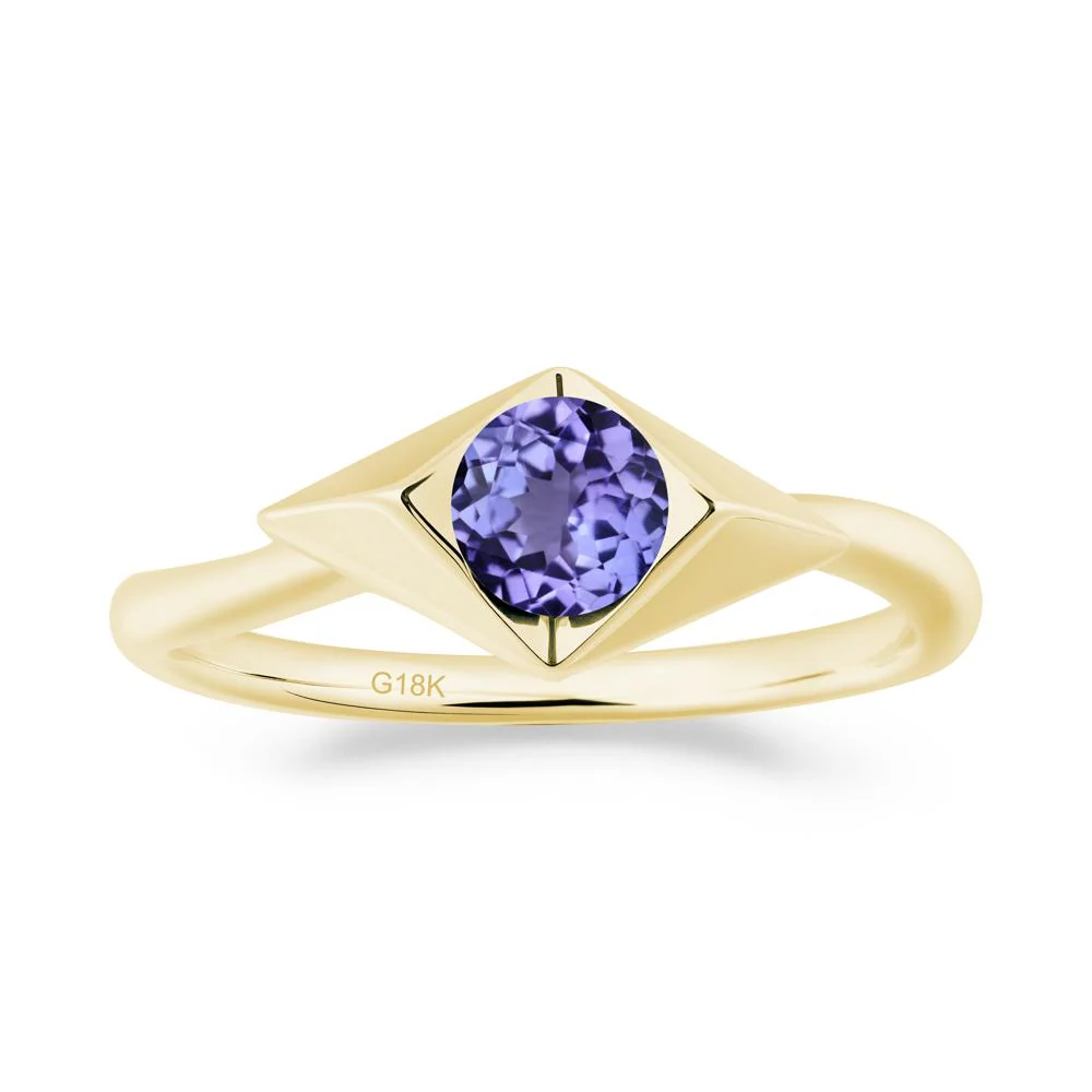Geometric Round Tanzanite Solitaire Ring - Image 9