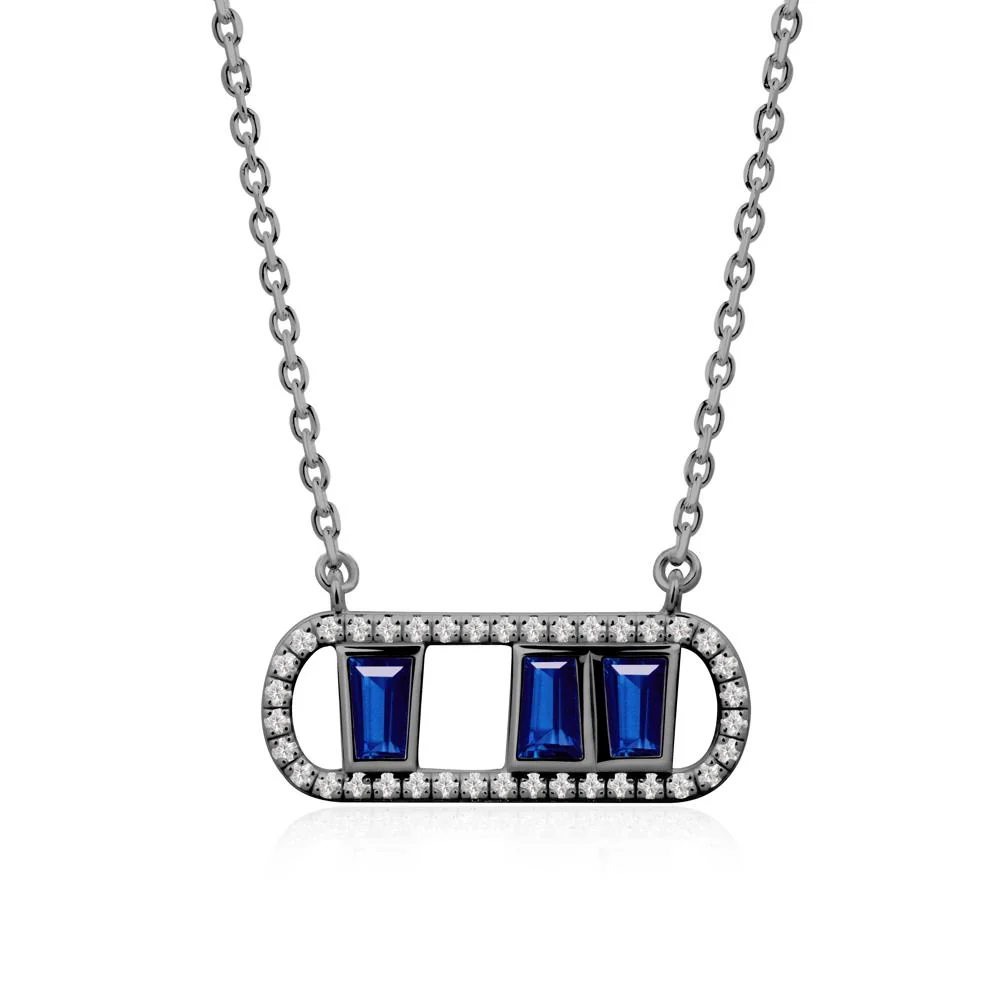 Geometric Sapphire Halo Necklace - Image 2