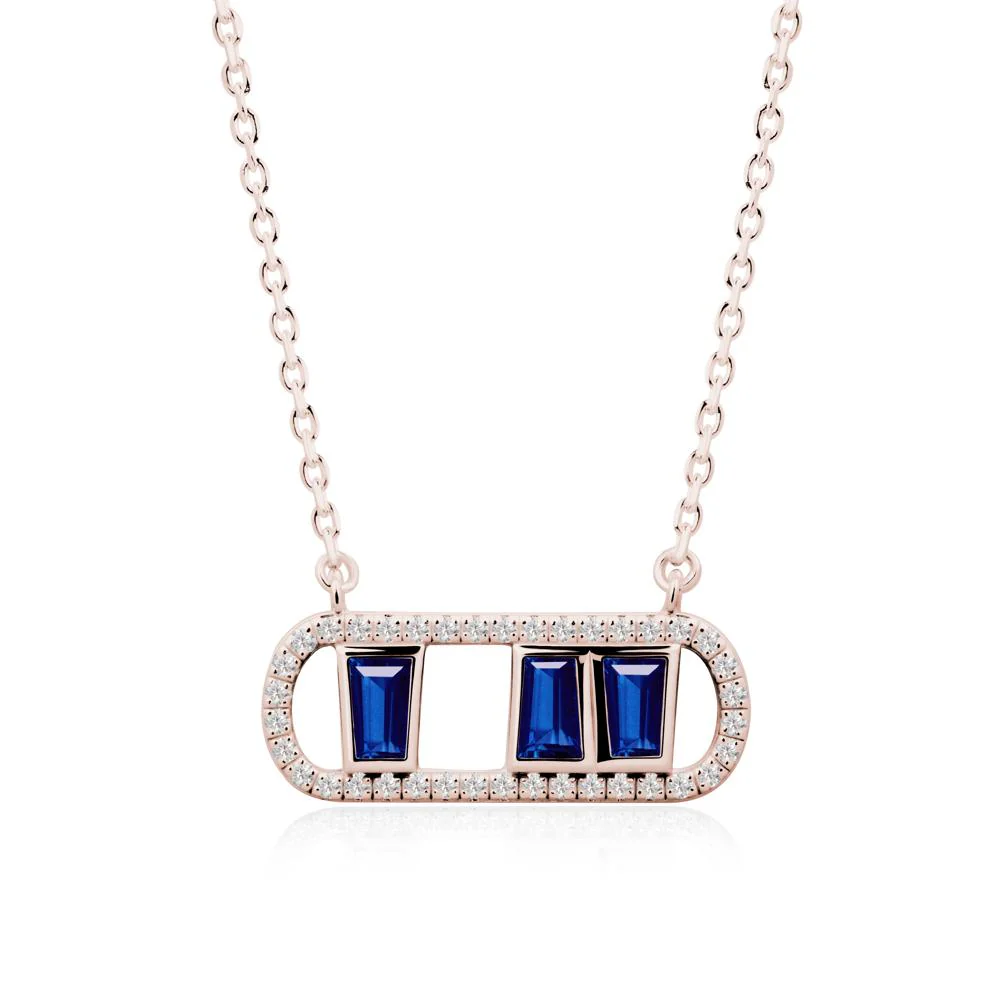 Geometric Sapphire Halo Necklace - Image 4