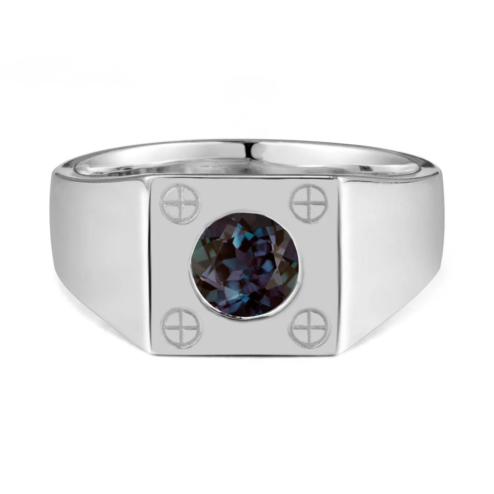 Geometric Wide Band Alexandrite Ring - Image 5