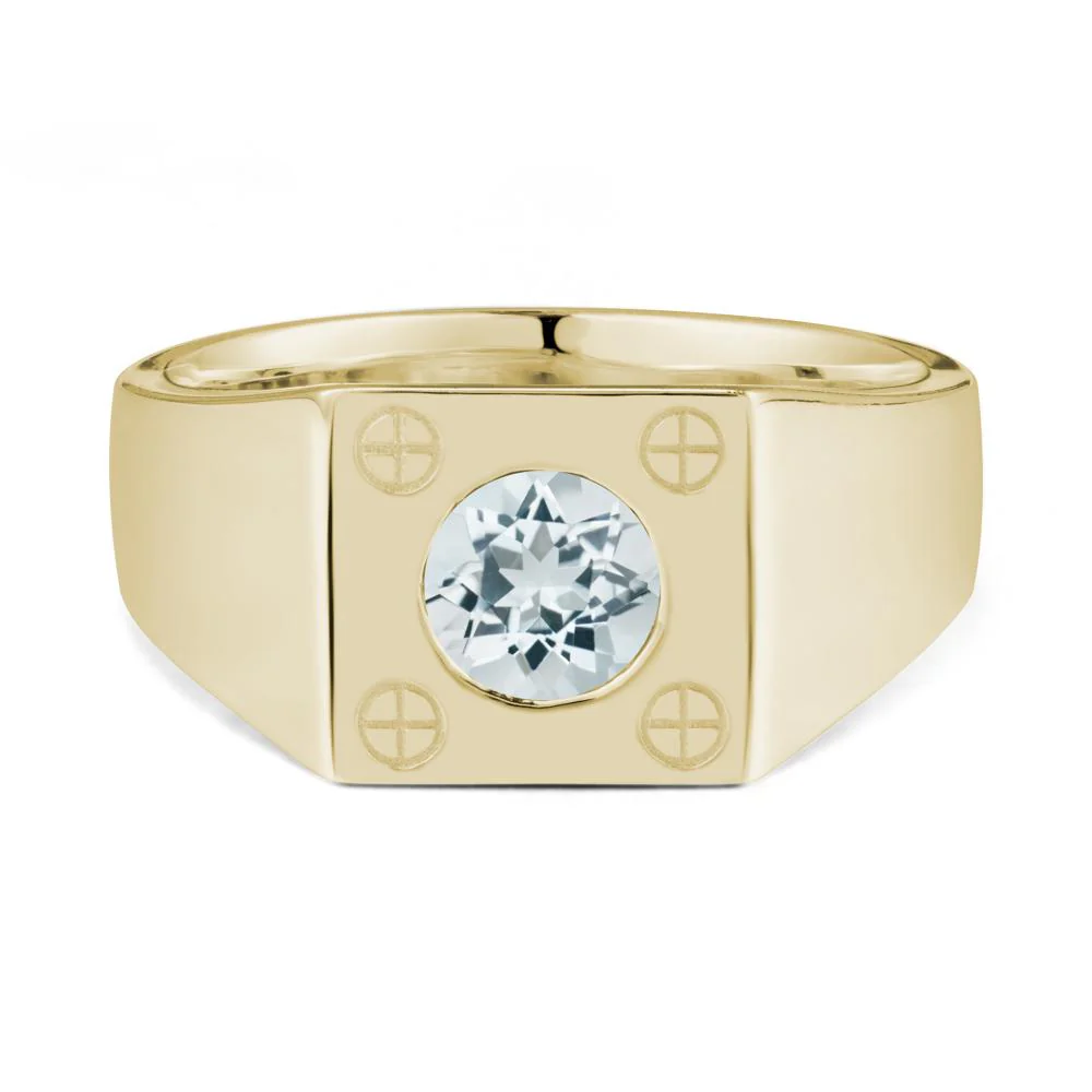 Geometric Wide Band Aquamarine Ring