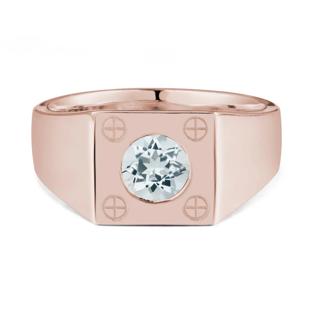 Geometric Wide Band Aquamarine Ring - Image 2