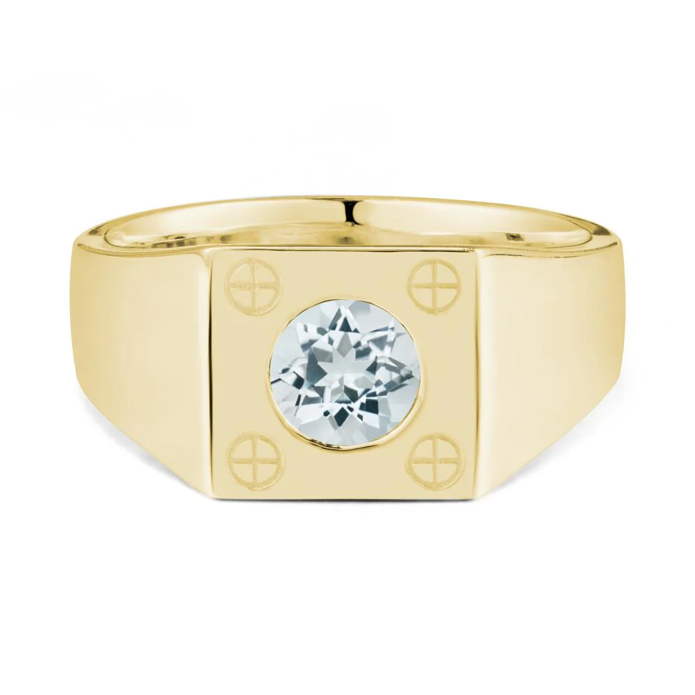 Geometric Wide Band Aquamarine Ring - Image 6