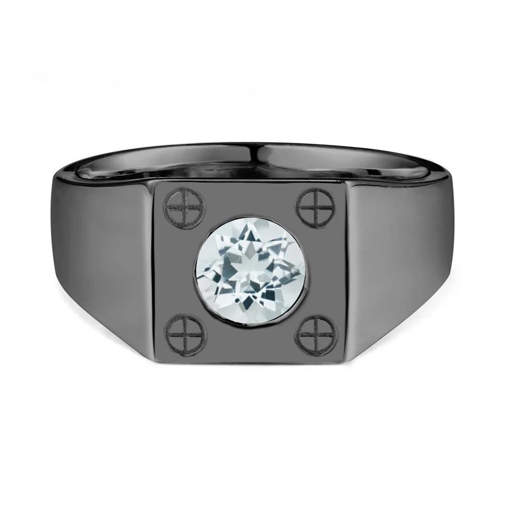 Geometric Wide Band Aquamarine Ring - Image 7