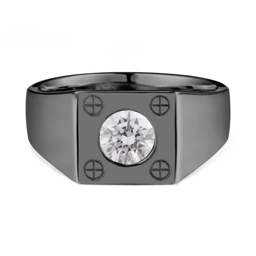 Geometric Wide Band Diamond Ring