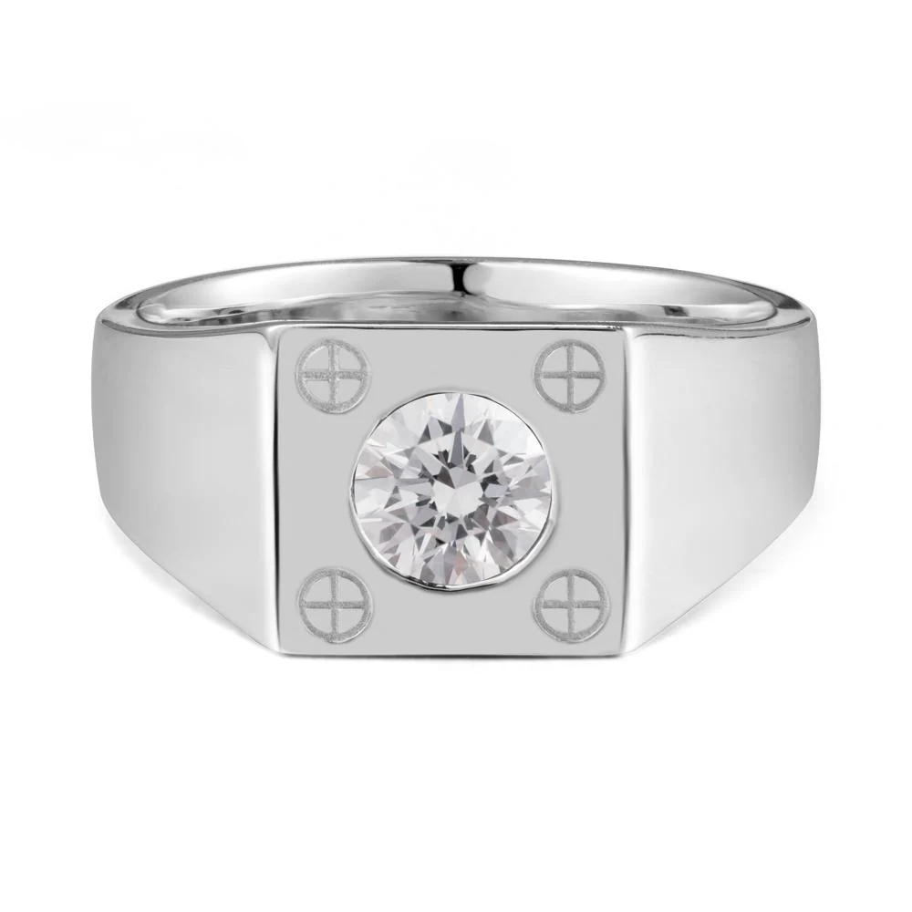 Geometric Wide Band Diamond Ring - Image 3