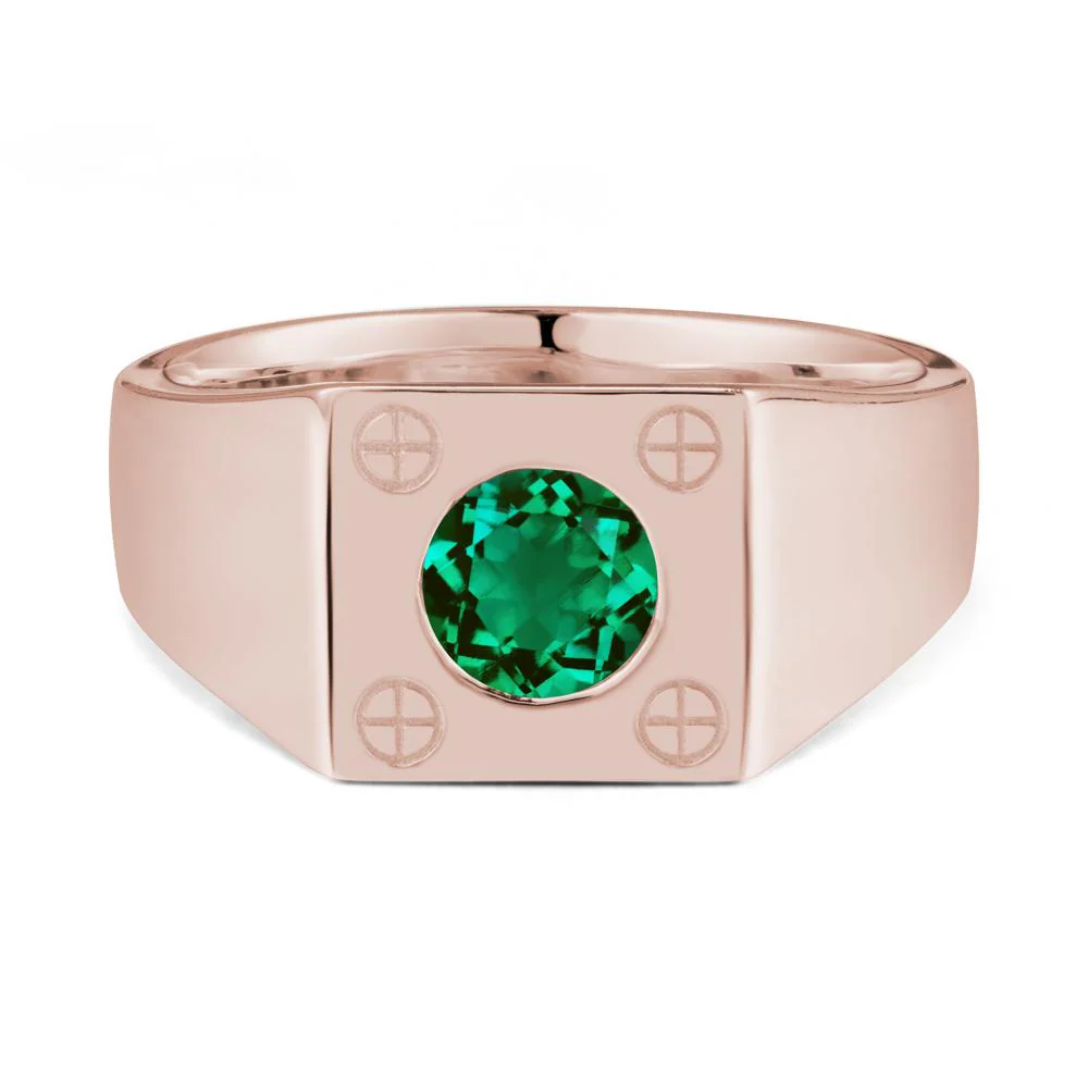 Geometric Wide Band Emerald Ring - Image 2