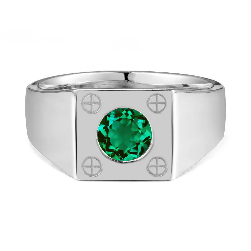 Geometric Wide Band Emerald Ring - Image 3