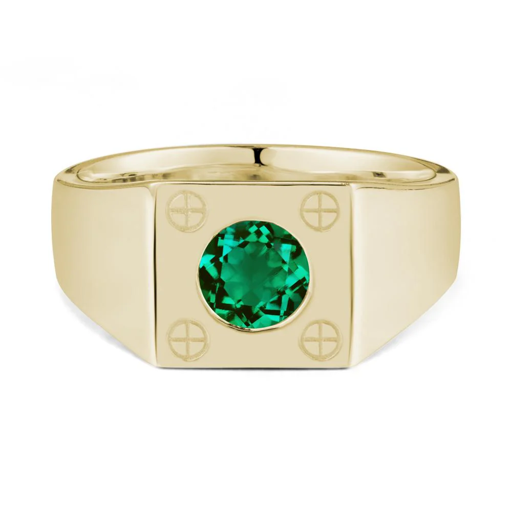 Geometric Wide Band Emerald Ring - Image 4