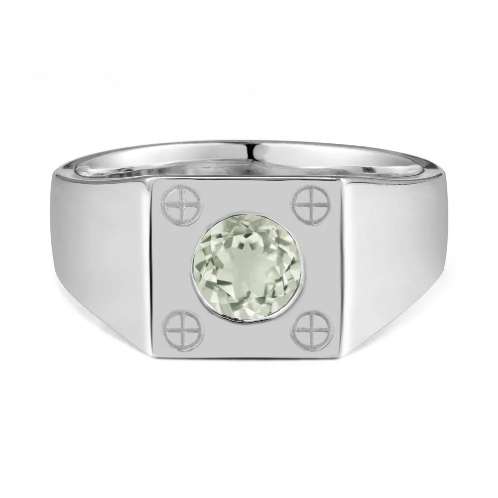 Geometric Wide Band Green Amethyst Ring - Image 6
