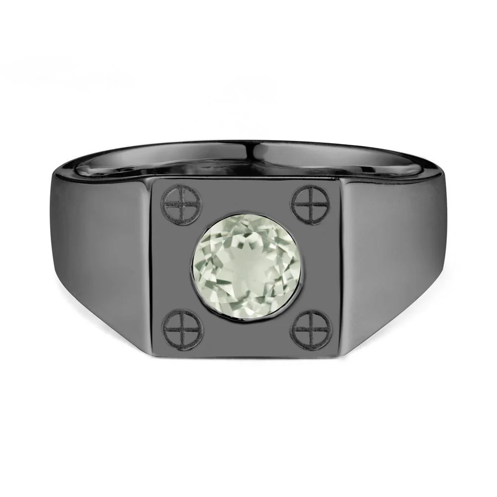 Geometric Wide Band Green Amethyst Ring - Image 8