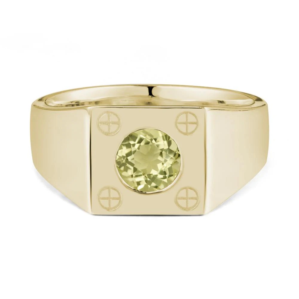 Geometric Wide Band Lemon Quartz Ring - Image 3