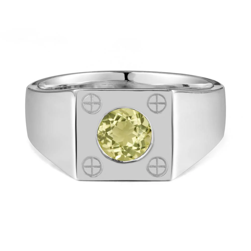 Geometric Wide Band Lemon Quartz Ring - Image 9