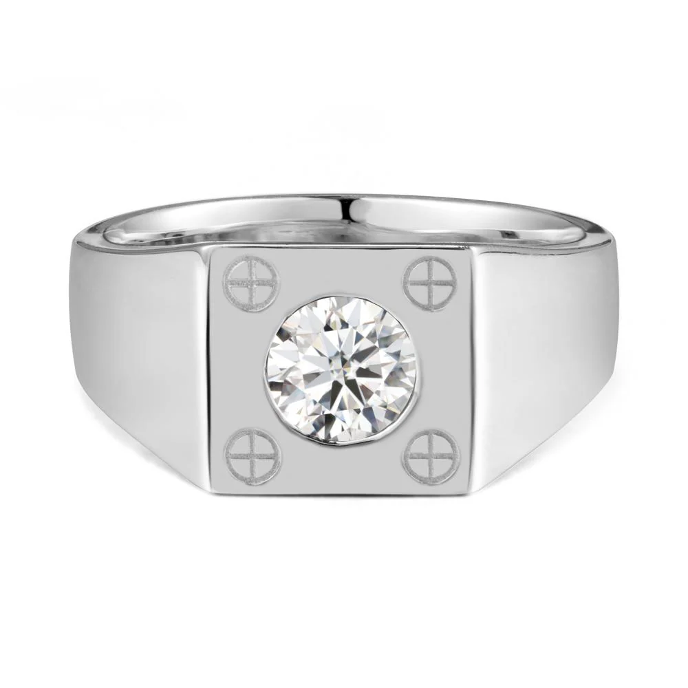 Geometric Wide Band Moissanite Ring - Image 3