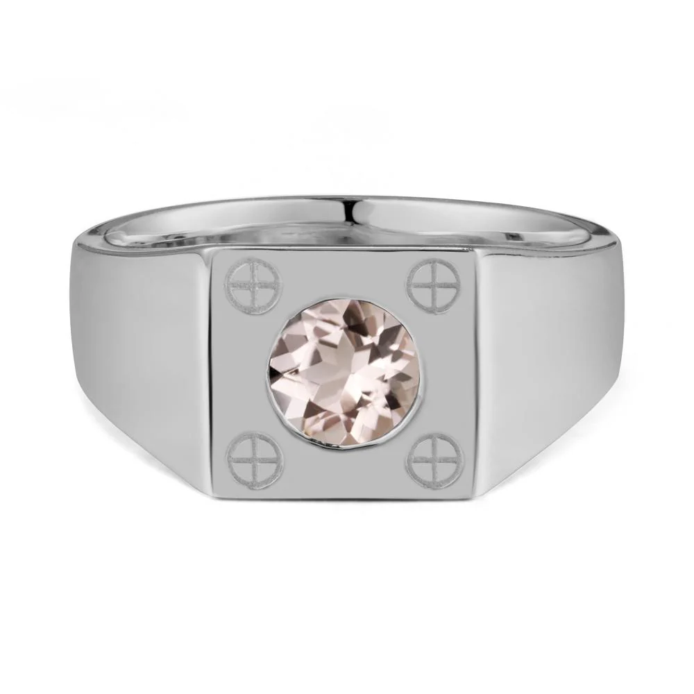 Geometric Wide Band Morganite Ring