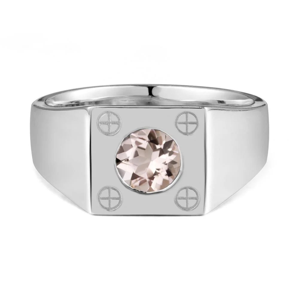 Geometric Wide Band Morganite Ring - Image 6