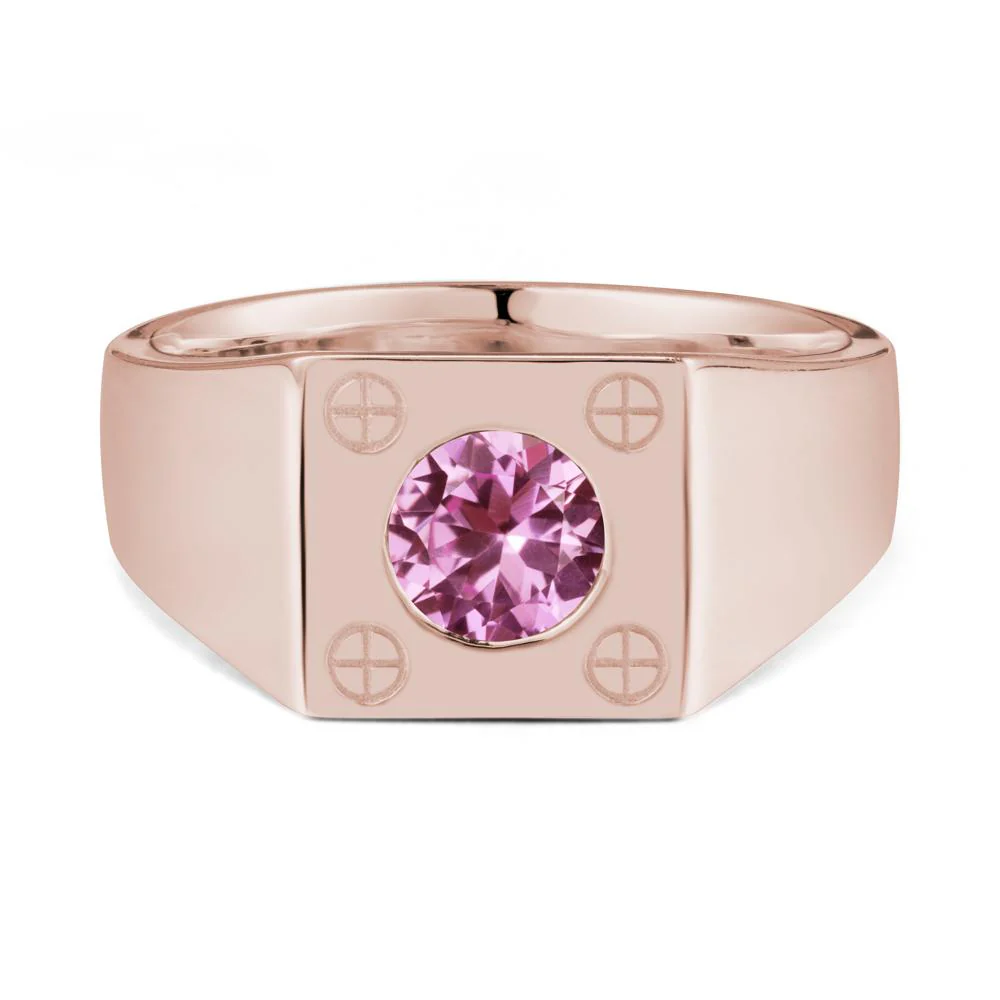 Geometric Wide Band Pink Sapphire Ring