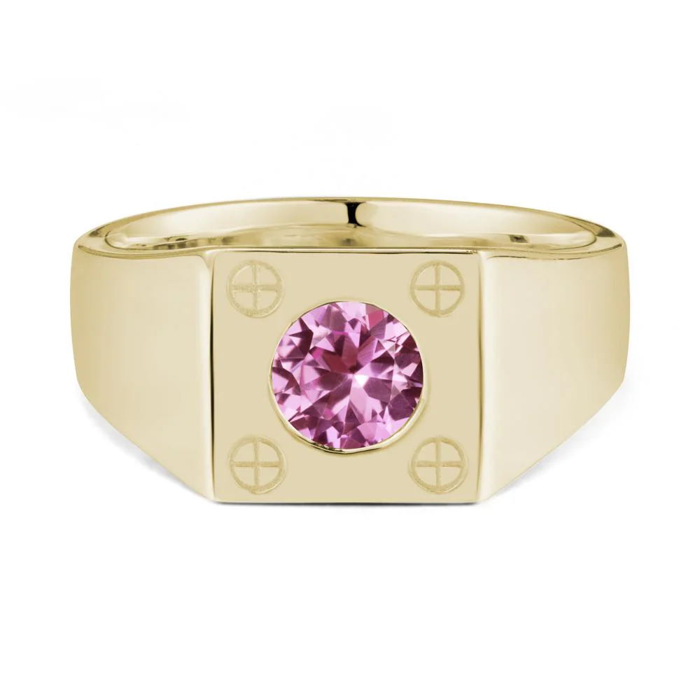 Geometric Wide Band Pink Sapphire Ring - Image 3