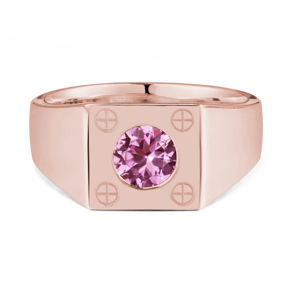 Geometric Wide Band Pink Sapphire Ring - Image 4