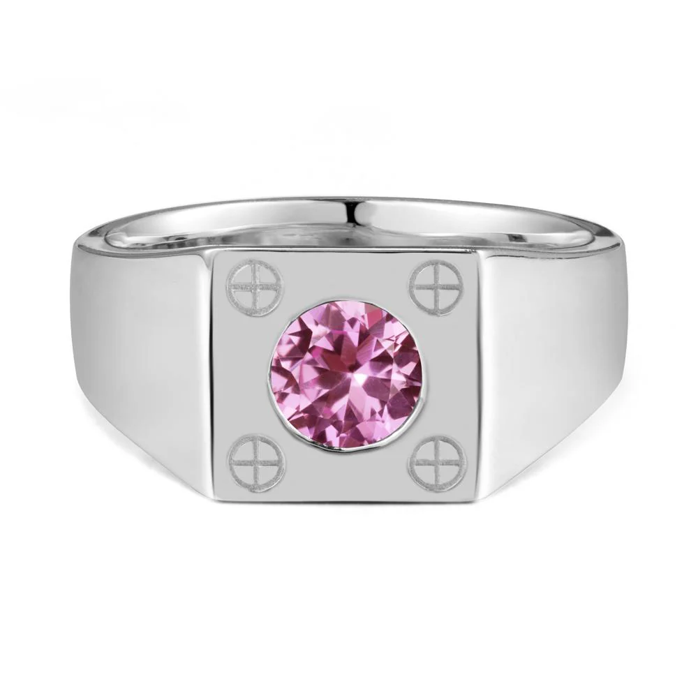 Geometric Wide Band Pink Sapphire Ring - Image 5