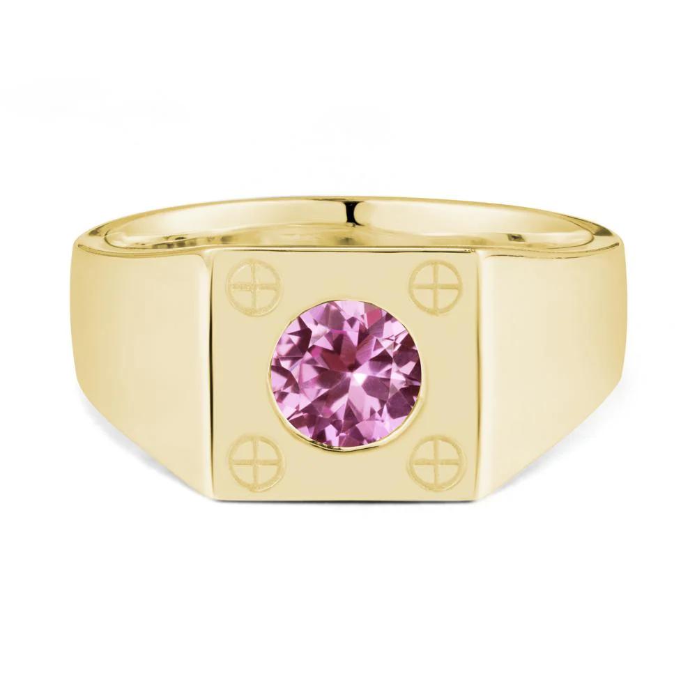Geometric Wide Band Pink Sapphire Ring - Image 6