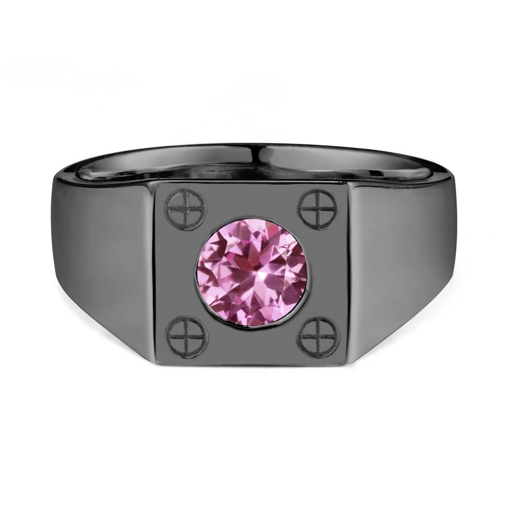 Geometric Wide Band Pink Sapphire Ring - Image 7