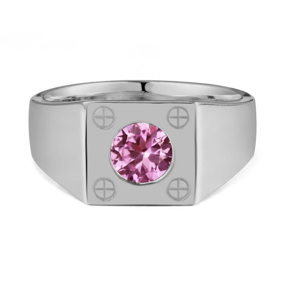Geometric Wide Band Pink Sapphire Ring - Image 8