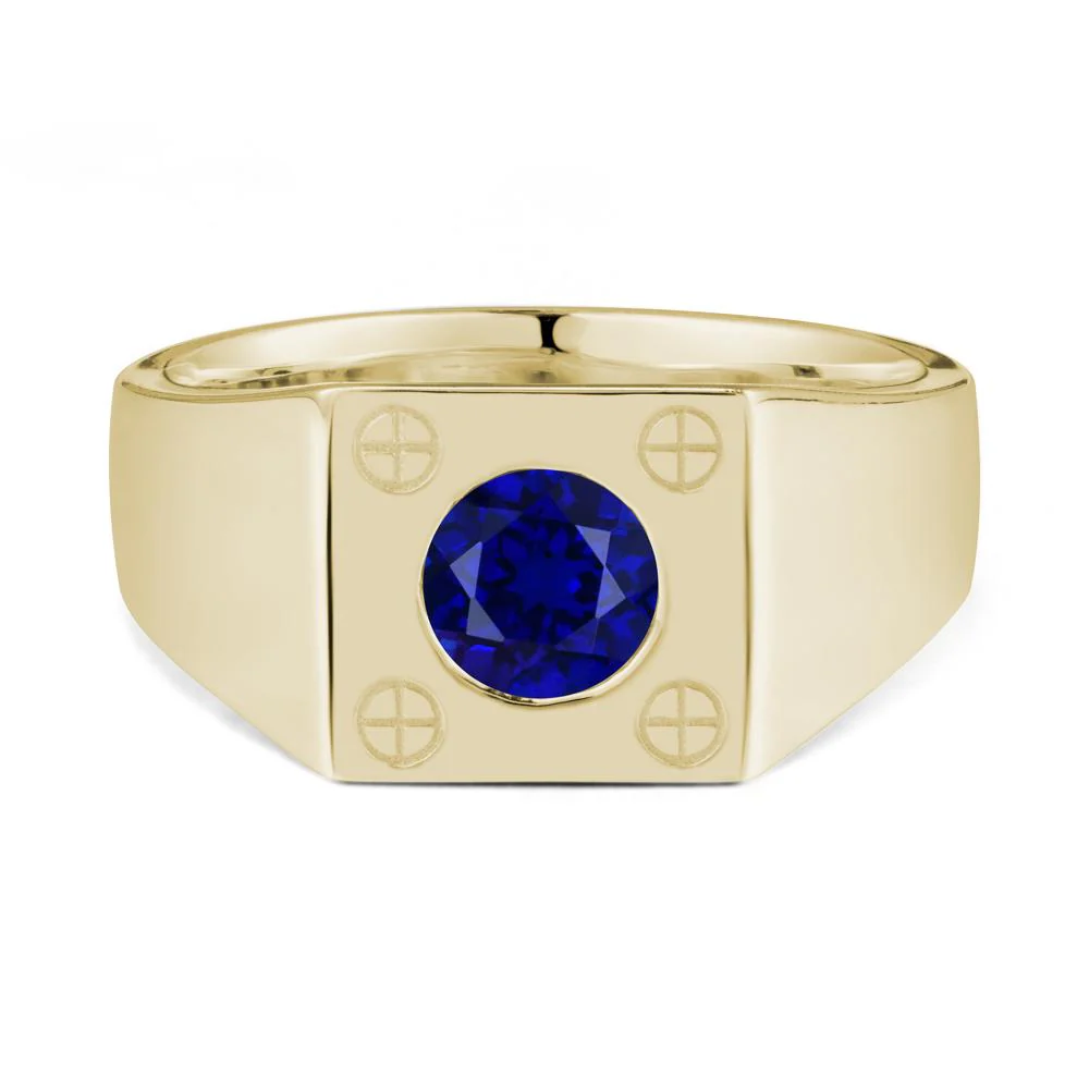 Geometric Wide Band Sapphire Ring