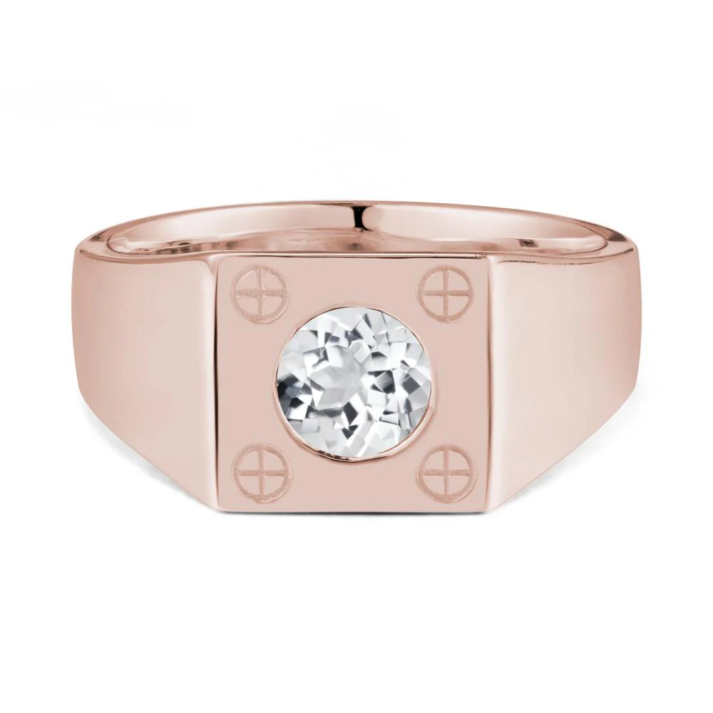 Geometric Wide Band White Topaz Ring - Image 2