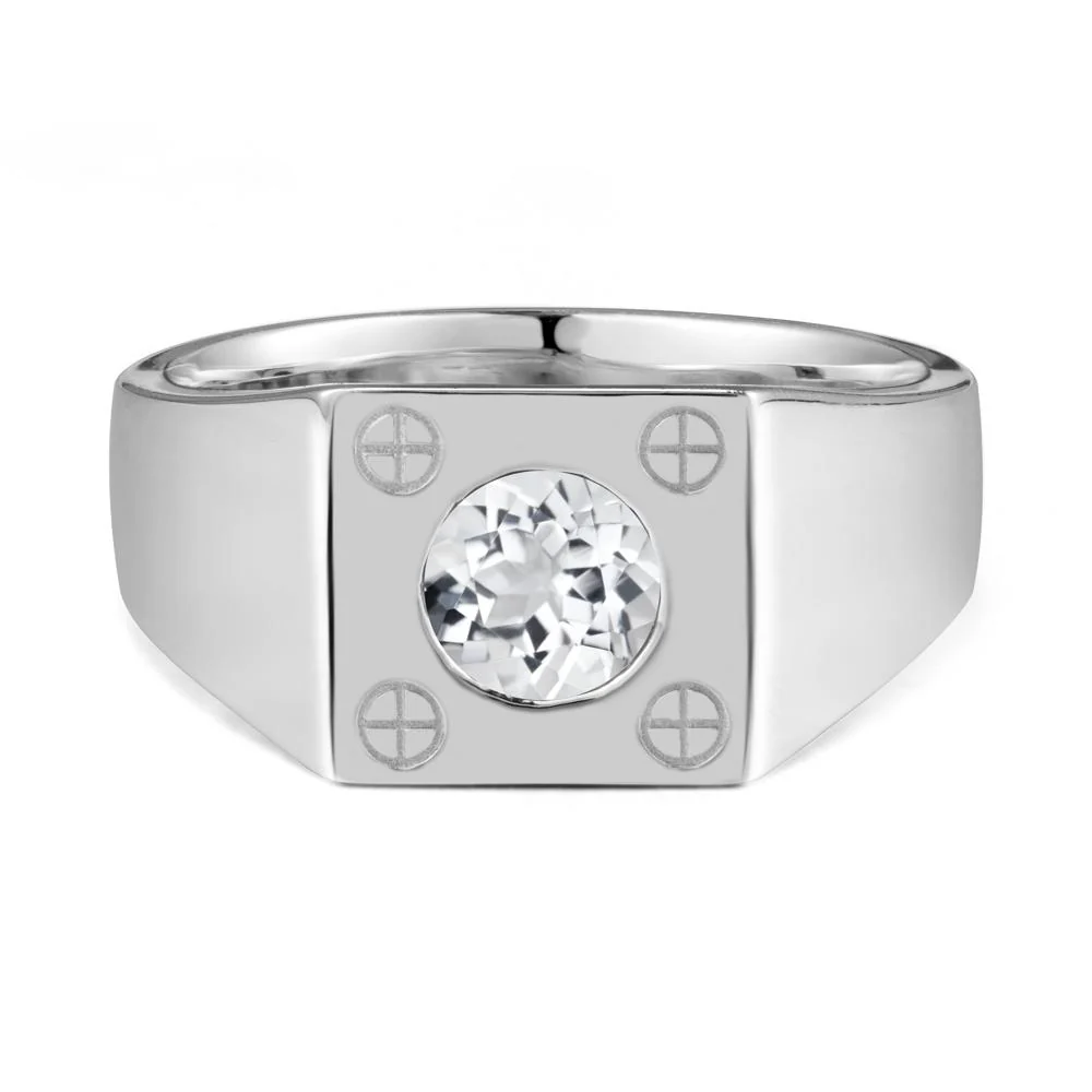 Geometric Wide Band White Topaz Ring - Image 3